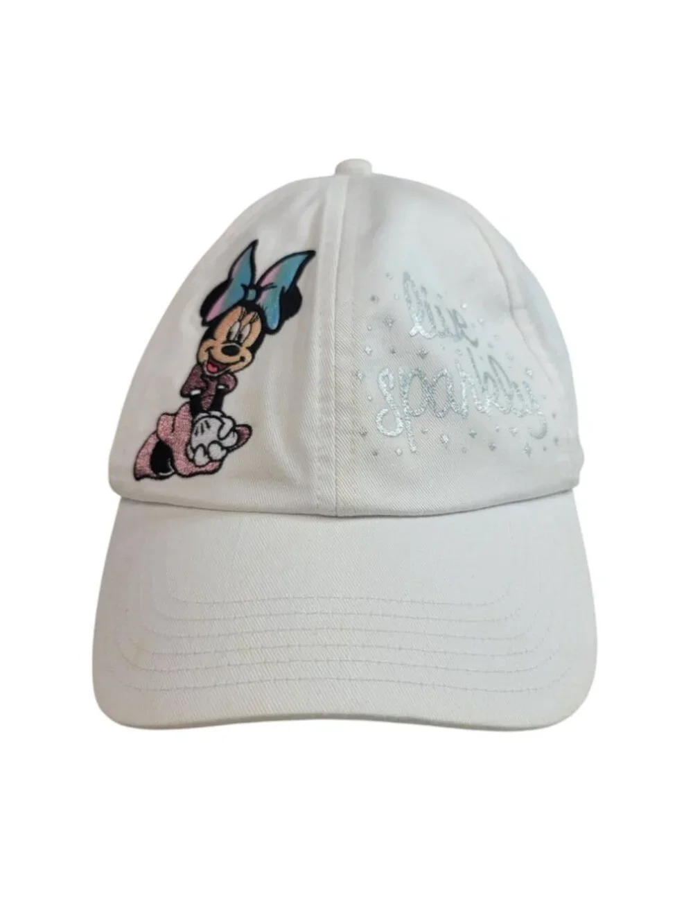 Disney Parks Youth Minnie Mouse Live Sparkly Hat White Small Embroidered Cotton